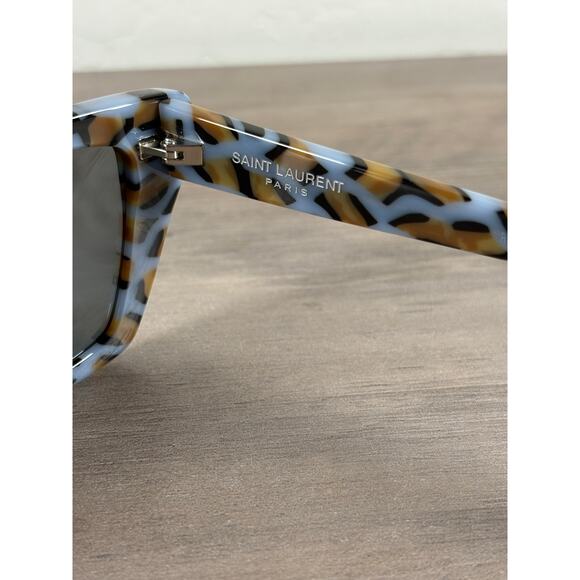 SAINT LAURENT‎ 53MM Cat-Eye Sunglasses Blue Brown Gold- Case- Cloth- NEW main image 7